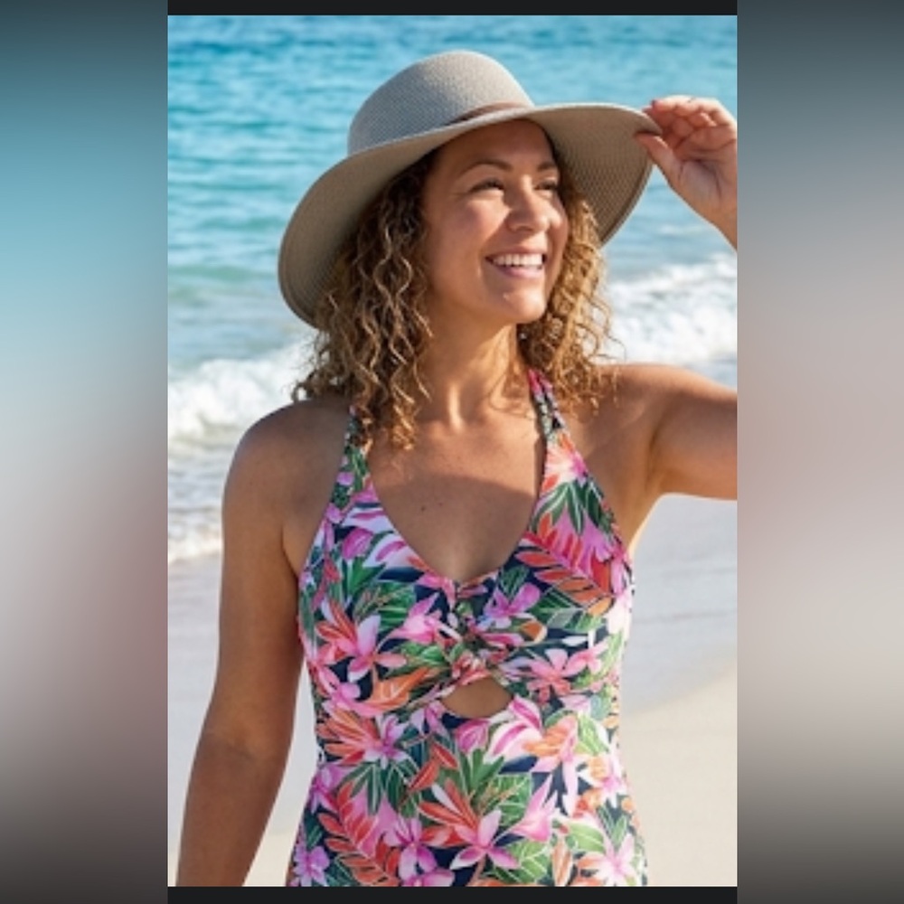 Swimsuits For All Tropical Floral Tankini Top Multicolor Beachwear Cruisewear 24